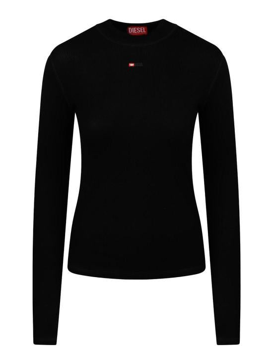 DIESEL Black Micro Rib Mock Neck Long Sleeve Turtleneck A103990BLAN9XX BLACK DOM