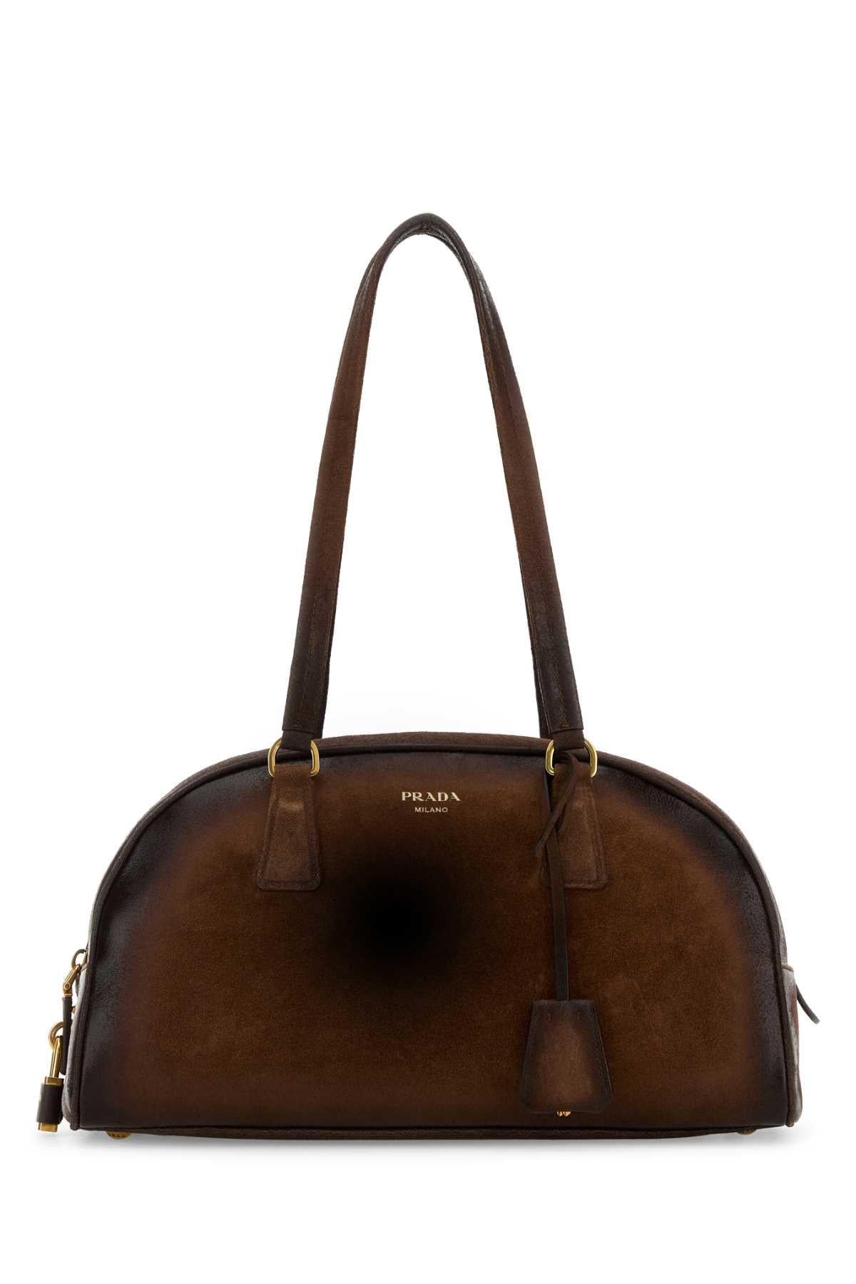 PRADA Calf Leather Shoulder Bag Brown