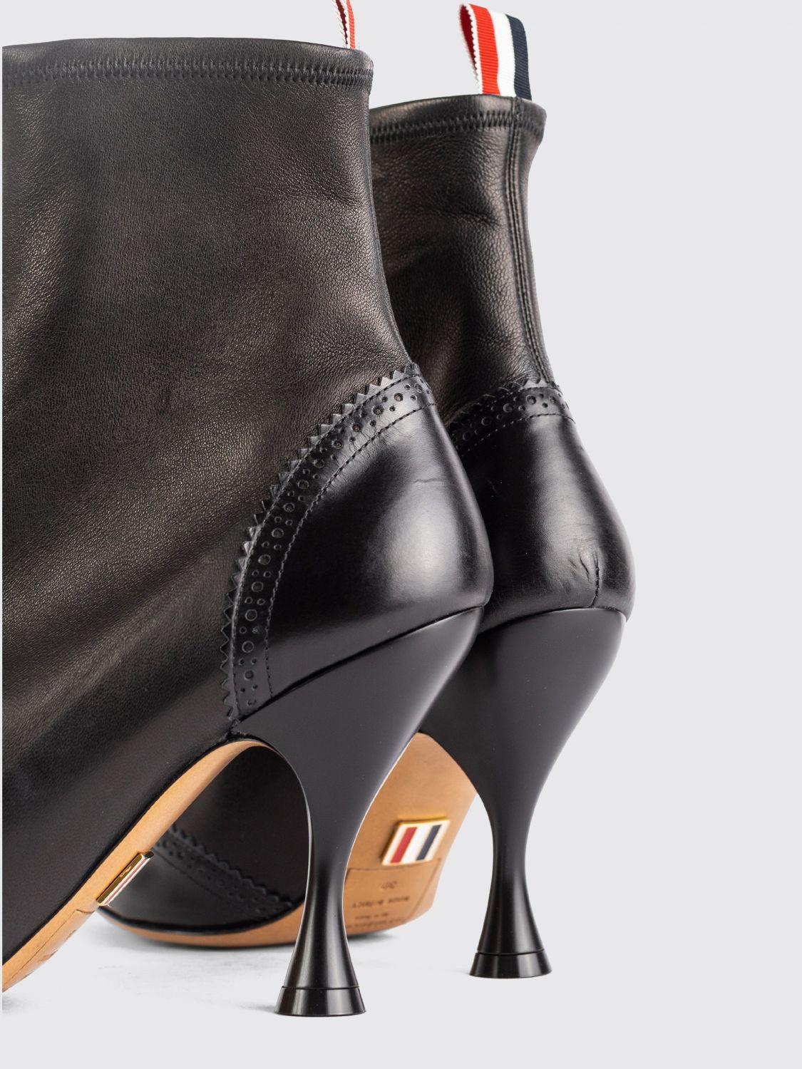 THOM BROWNE Black Leather Ankle Boots