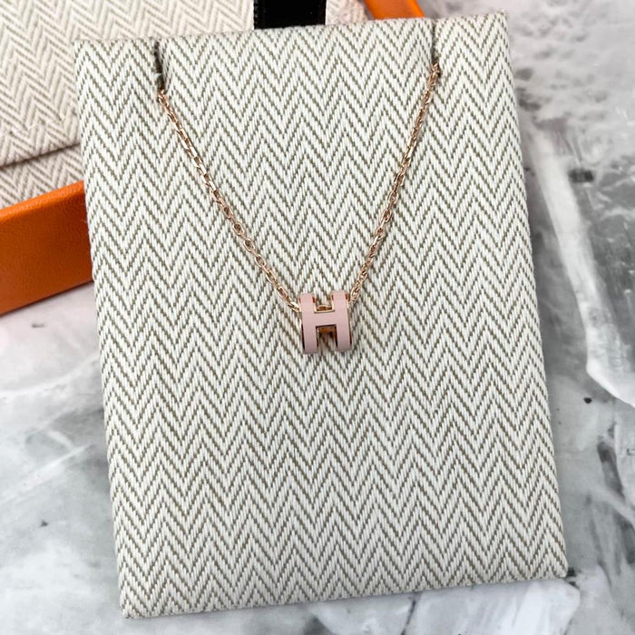 HERMES Mini Pop H Necklace Pop Ash Rose Dragée Rose Gold