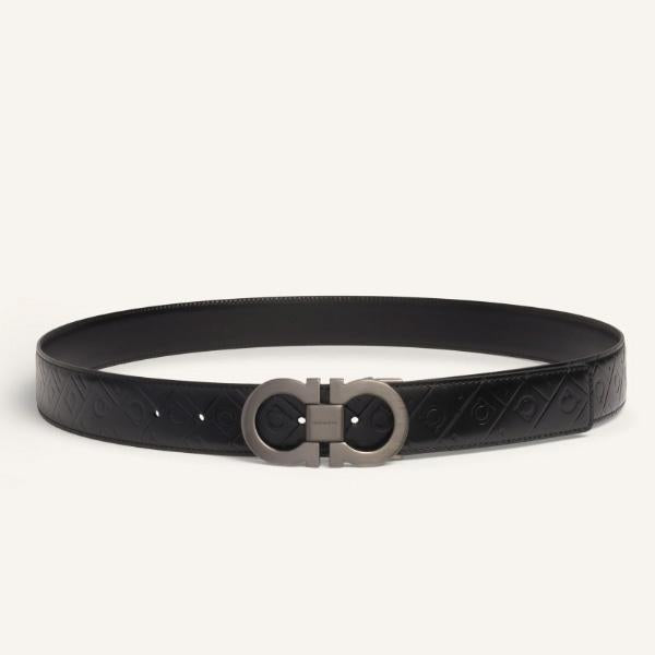 Ferragamo Double Gancini Buckle Reversible Leather Belt 35mm