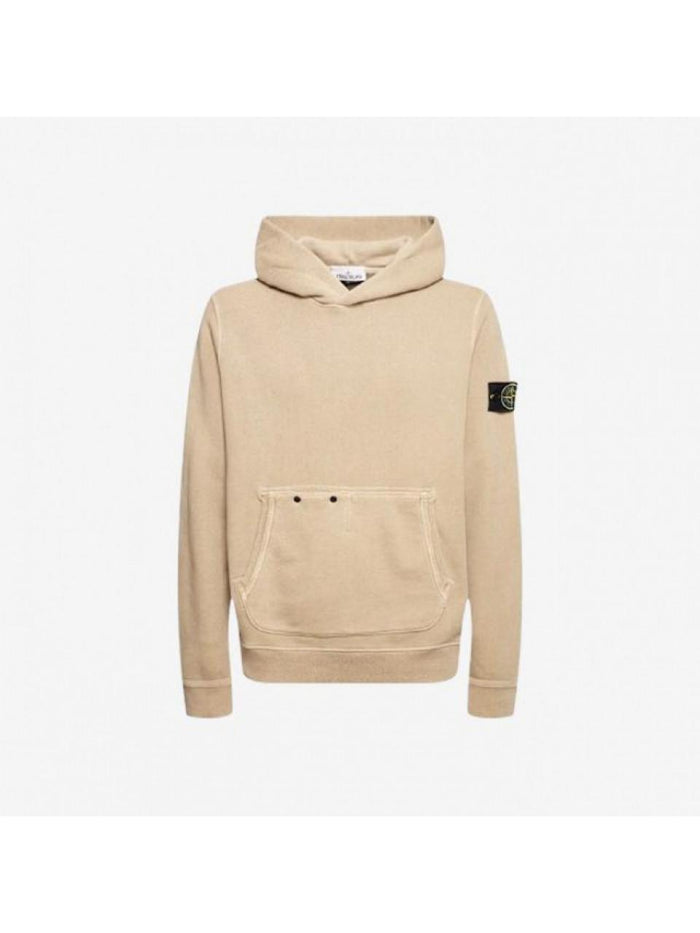 STONE ISLAND Old Effect Cotton Diagonal Fleece Hoodie Men Gray