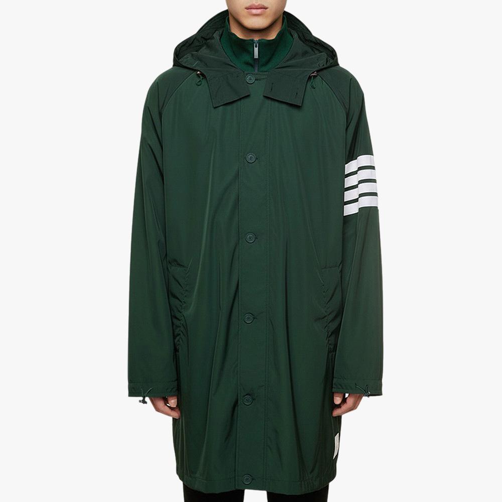 THOM BROWNE Dark Green Poly Twill Diagonal Stripe Hooded Parka MJT407A 07259 310
