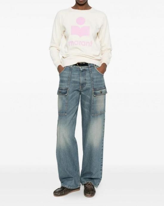 Isabel Marant Ecru Pink Long Sleeve Sweatshirt SW0160 FA D1M04E