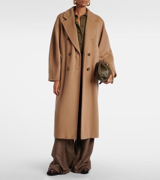 Max Mara Wool Blend Long Coat Women’s Black Coat 21018010 001 CAMEL DOM