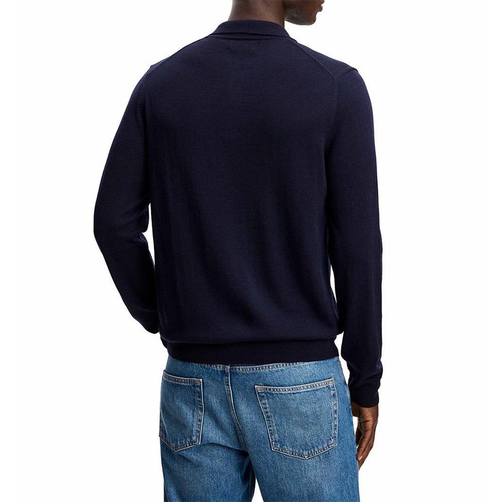 J LINDEBERG Men’s Merino Knit Long-Sleeve Polo Zip-Up Navy
