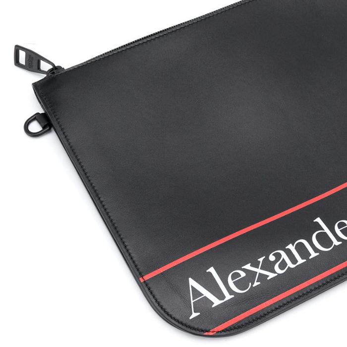 Alexander Mcqueen Unisex Logo Print Black Clutch Bag