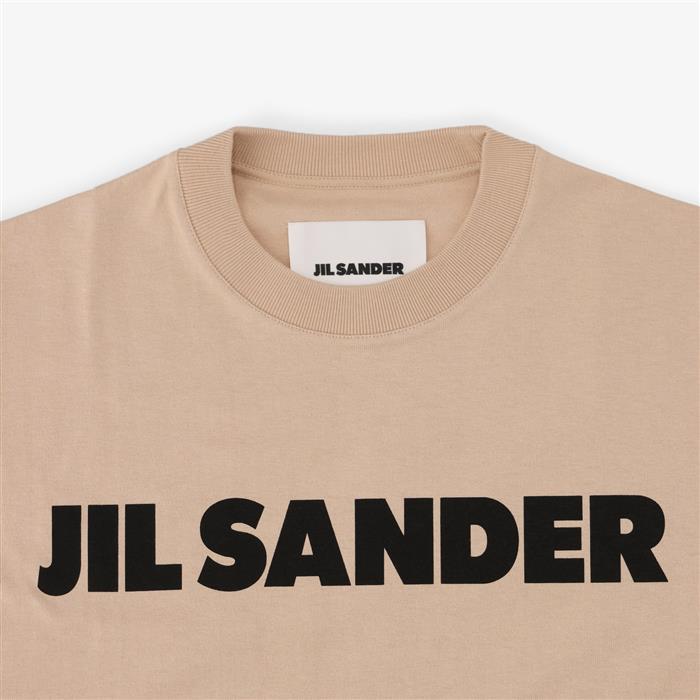 JIL SANDER Logo Short Sleeve T-Shirt for Women Beige Cotton