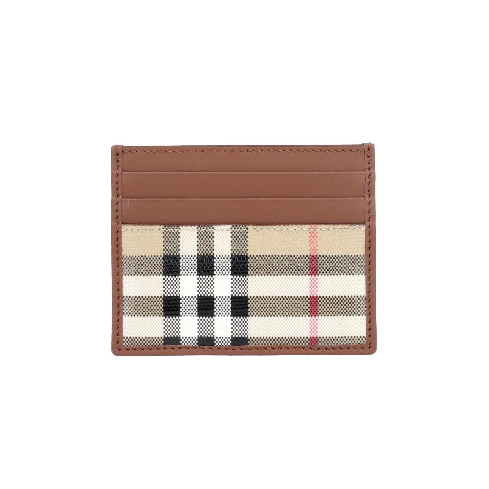 BURBERRY Check Leather Card Holder Wallet Unisex