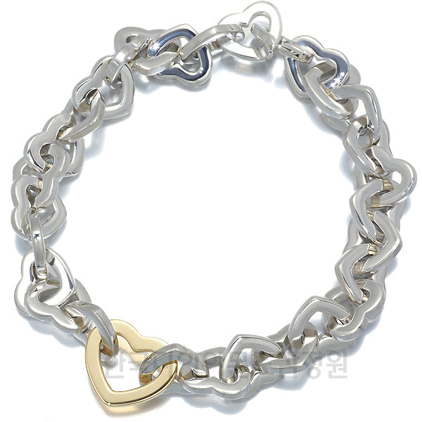 Tiffany & Co 18K Gold Silver Heart Bracelet