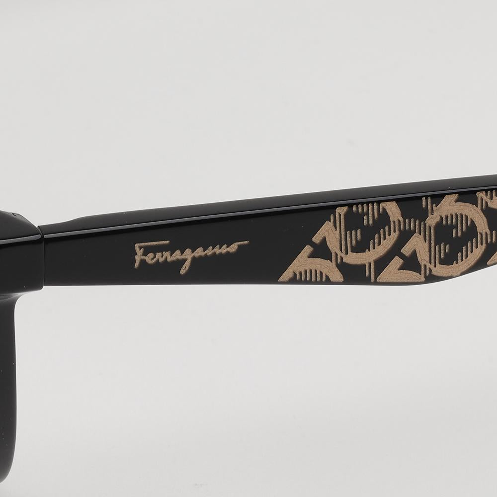 Ferragamo Black Acetate Logo Pattern Unisex Eyeglass Frames SF2904 001