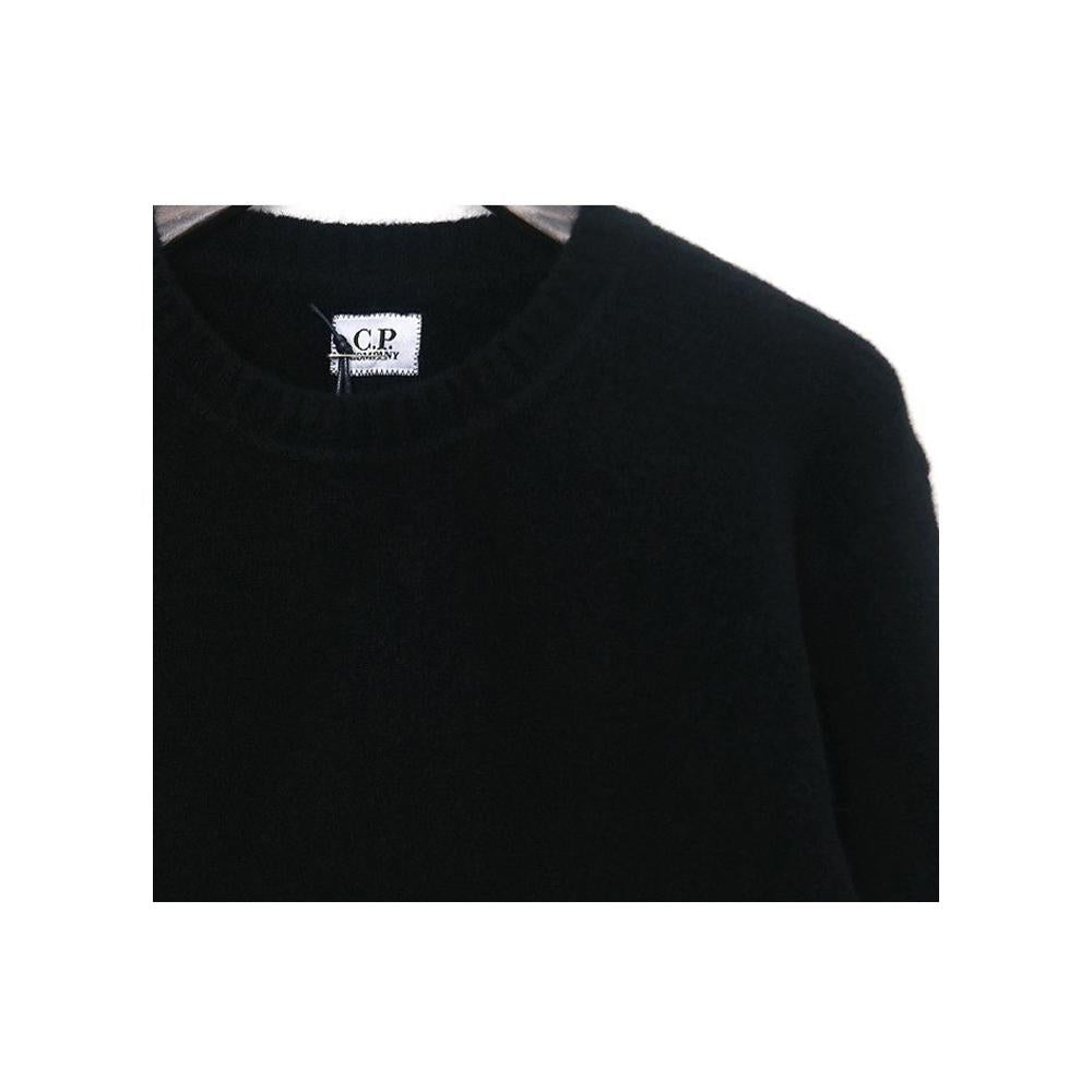 CP Company Mini Logo Patch Round Neck Knit Sweater Black