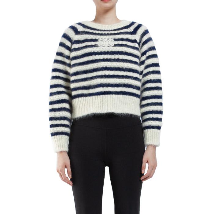 CELINE Mohair Silk Mariniere Crewneck Sweater