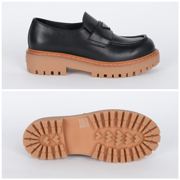 PRADA Triangle Logo Leather Loafers 2DE151 070 F0002