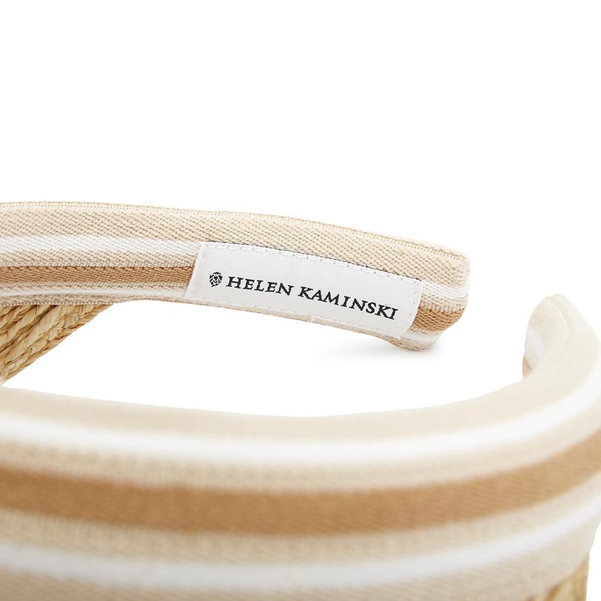 HELEN KAMINSKI Women's Raffia Striped Sun Visor HAT50265 NATURAL NOUGAT STRIPE