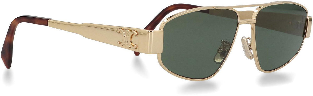 CELINE Gold Metal Square Sunglasses