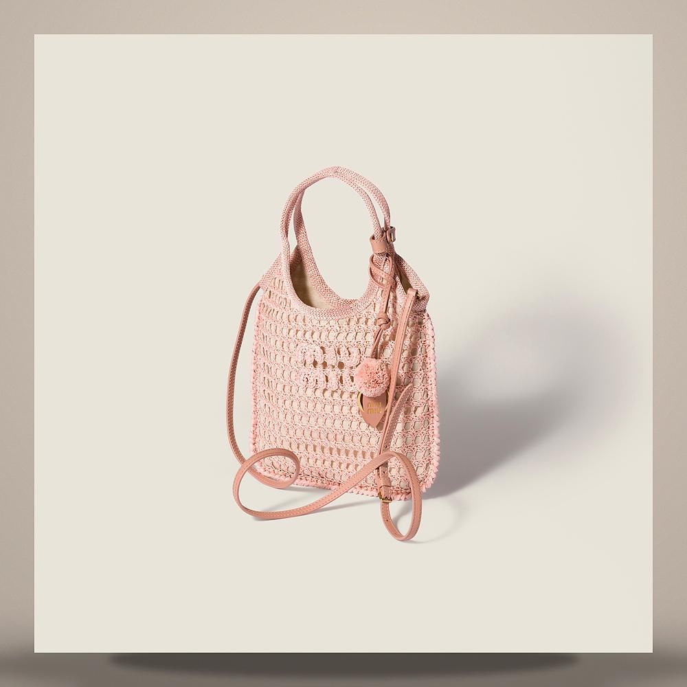 Miu Miu Ivy Raffia Crochet Shoulder Bag 5BA281 2I0C F0615