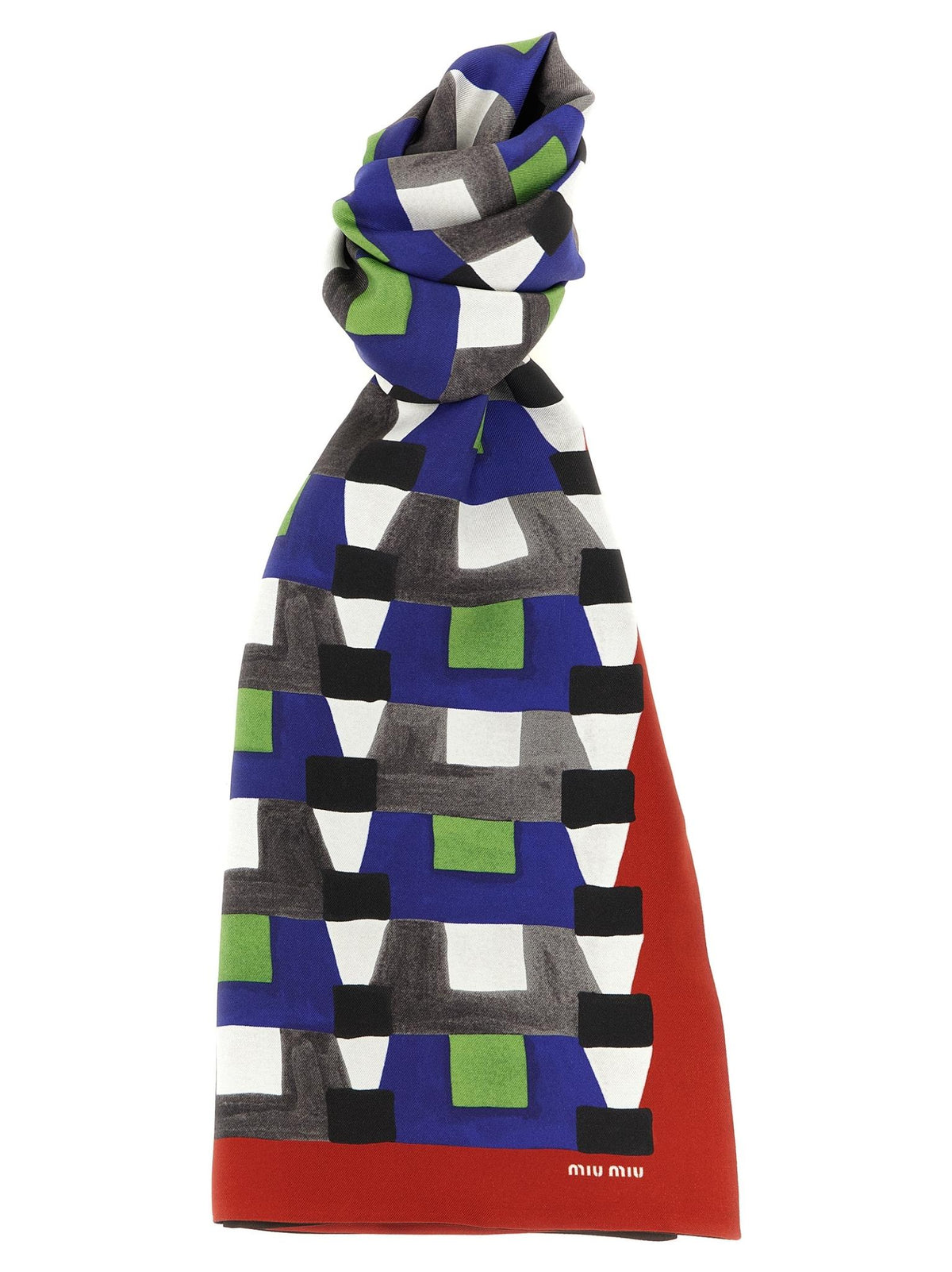 Miu Miu Wool Scarf Pink Logo Knit Scarf