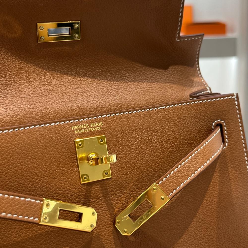 HERMES Kelly Dance Crossbody Bag Gold Color with Gold Hardware