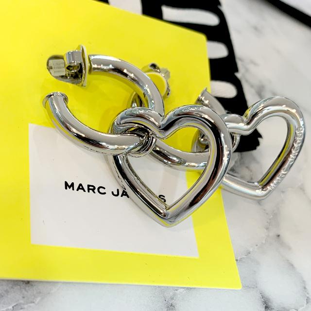 Marc Jacobs Double Heart Hoop Earrings Gold-Tone Unisex Jewelry