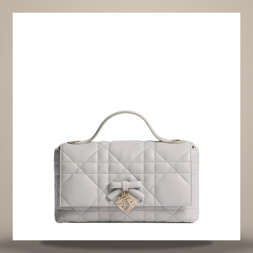 DIOR My Tender Top Handle Bag Mini Gray Macro Cannage Lambskin Sh S0987OGYD M68G
