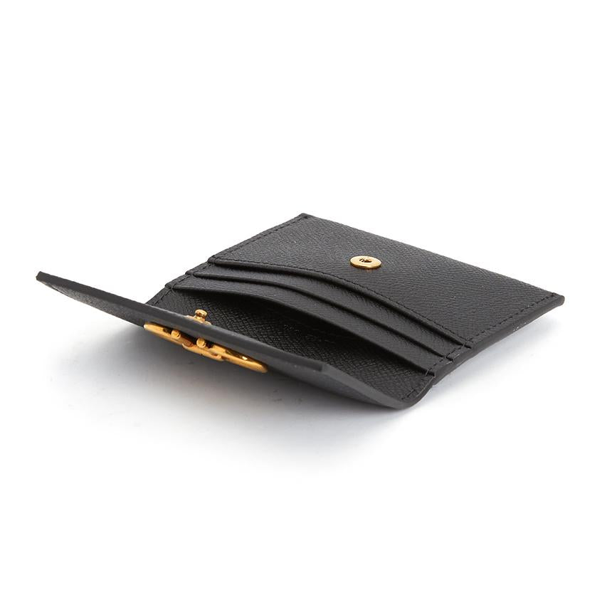 Ferragamo Gancini Leather Women’s Card Holder Wallet NERO 0779901