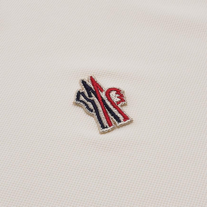 Moncler Logo Patch Polo Shirt Men White Cotton
