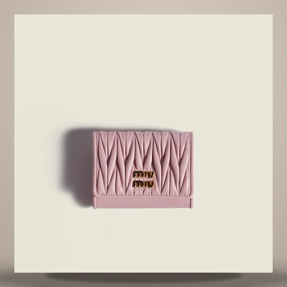 Miu Miu Matelassé Nappa Leather Card Holder Pink