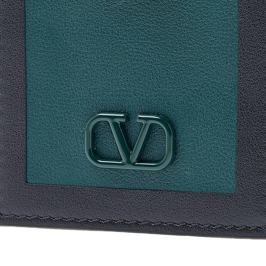 VALENTINO Garavani V Logo Signature Leather Card Holder for Men