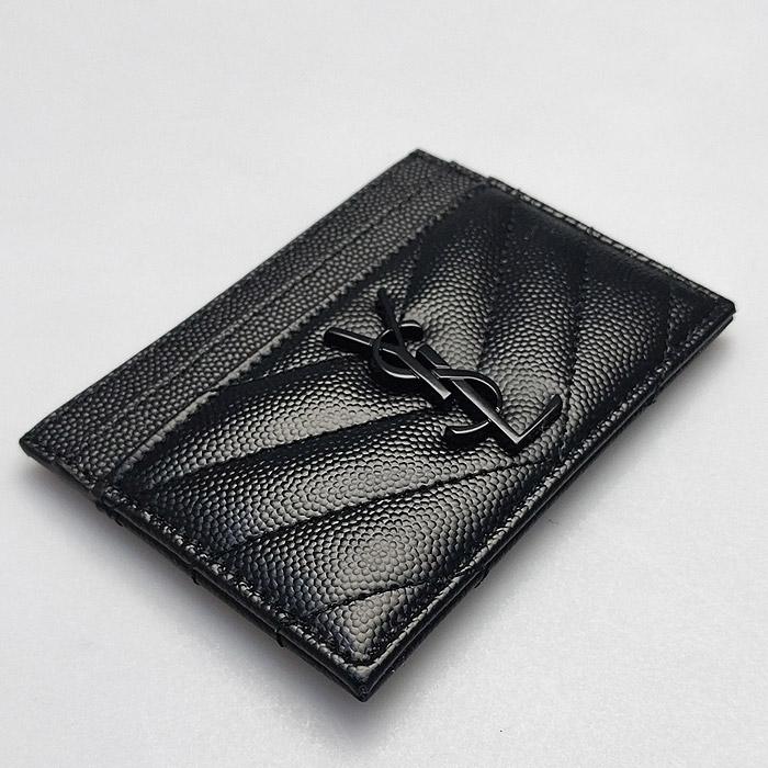 Saint Laurent Cassandra Matelassé Leather Card Holder Black