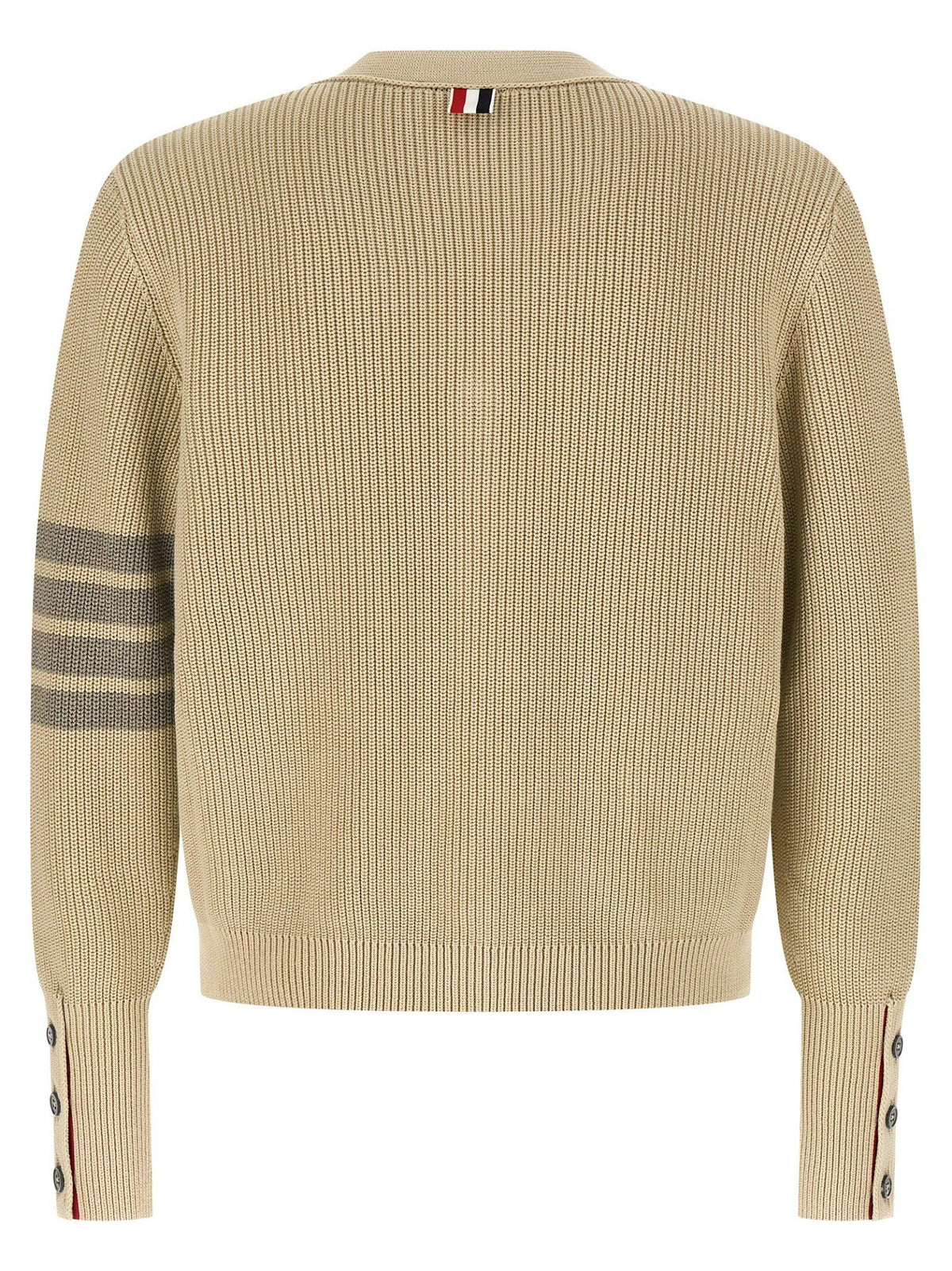 THOM BROWNE Navy Wool 4-Bar V-Neck Cardigan