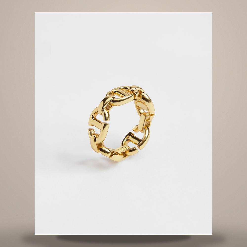 DIOR CD Navy Ring Gold Finish Metal