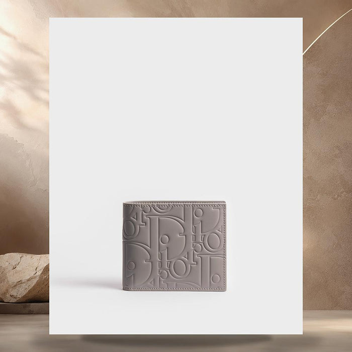 DIOR Gray Trianon Dior Gravity Smooth Leather Bifold Card Holder 2ESBH027GVMH00G