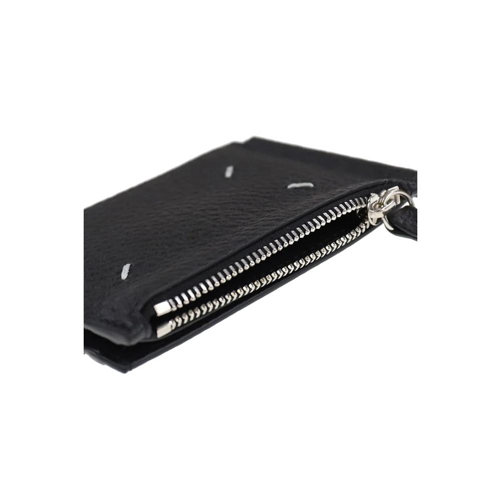 Maison Margiela Stitch Money Clip Bifold Wallet Black Leather