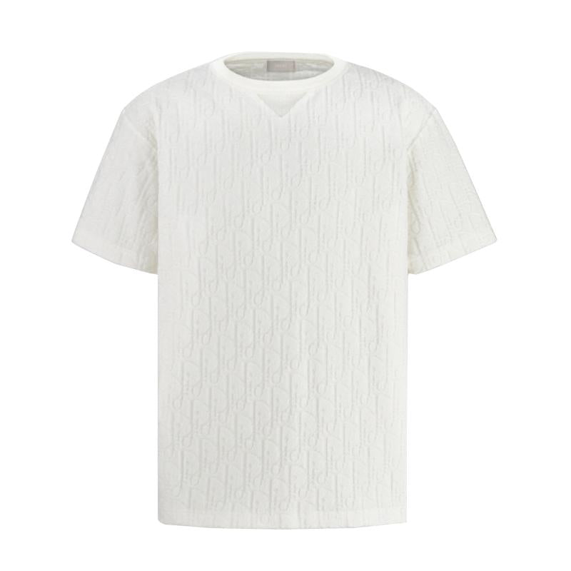 DIOR Oblique Casual Fit Terry Cotton Jacquard T-Shirt White
