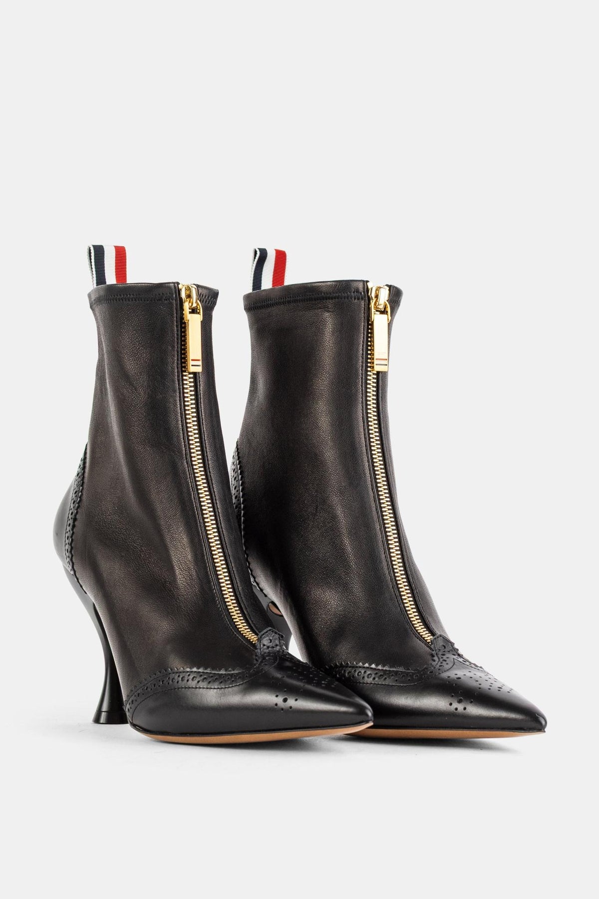 THOM BROWNE Black Leather Ankle Boots