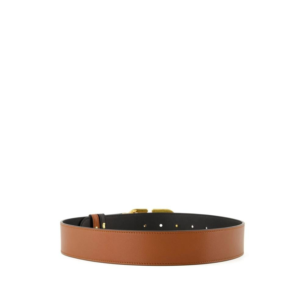 VALENTINO V Logo Reversible Leather Belt Women’s Ivory/Brown