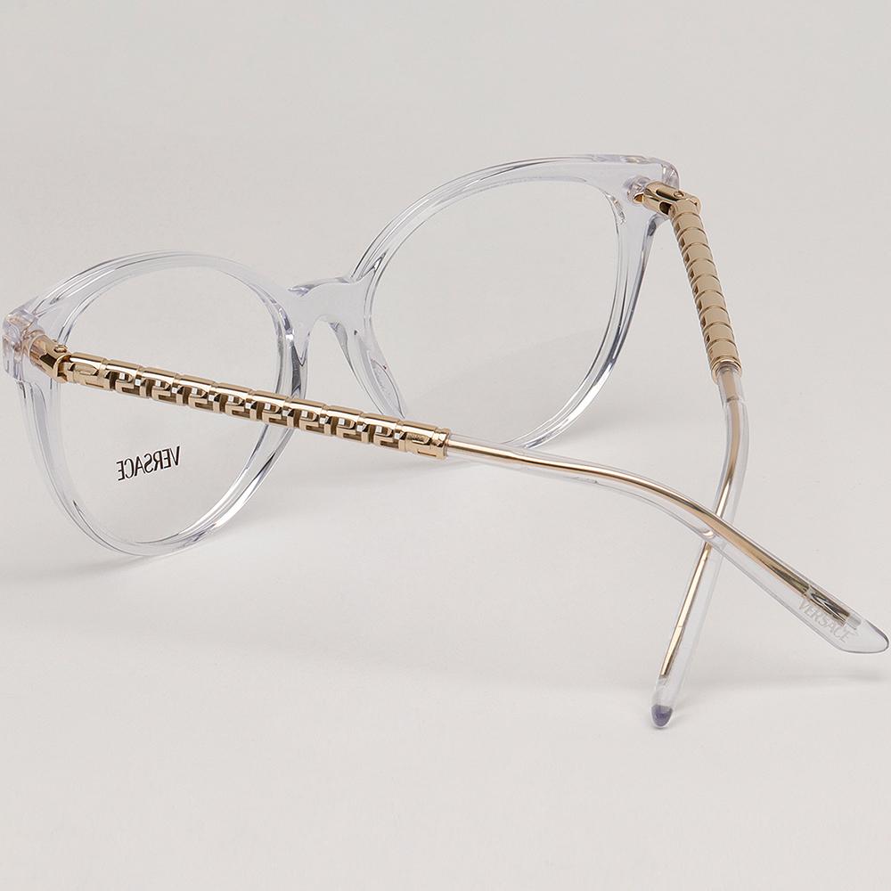 Versace Chain Temple Round Acetate Eyeglasses Unisex VE3353 148