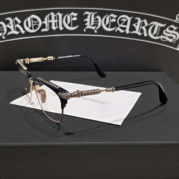 Chrome Hearts Black Gold Plate Vertical Smile 2 Eyeglasses