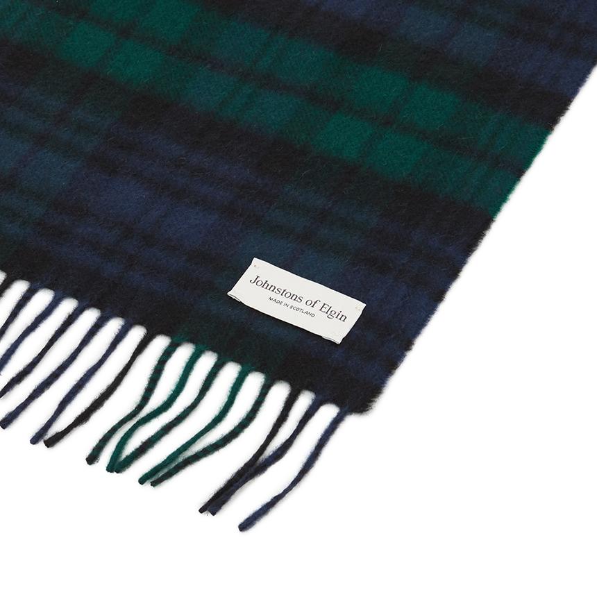 Johnstons of Elgin Tartan Cashmere Scarf Black Watch Unisex
