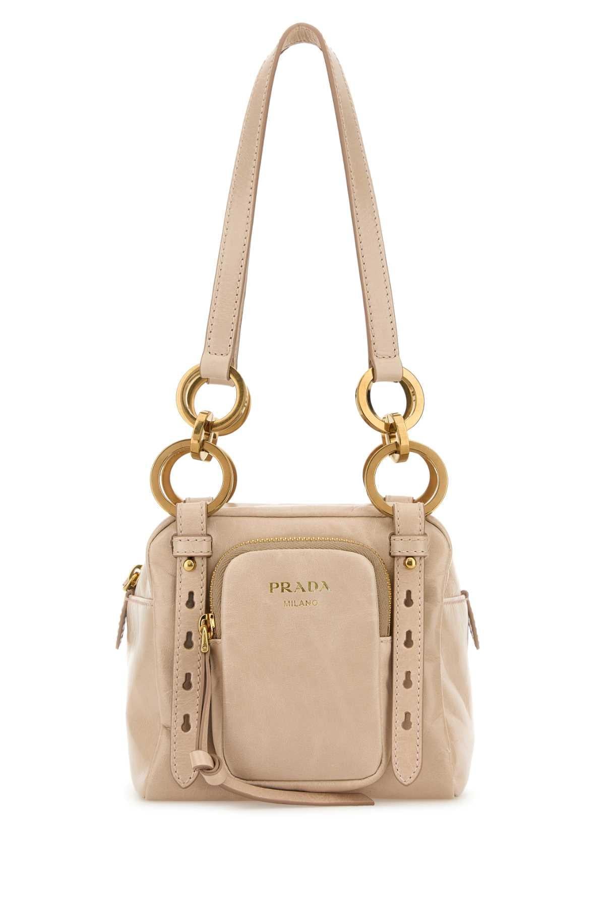 PRADA Leather Shoulder Bag Brown