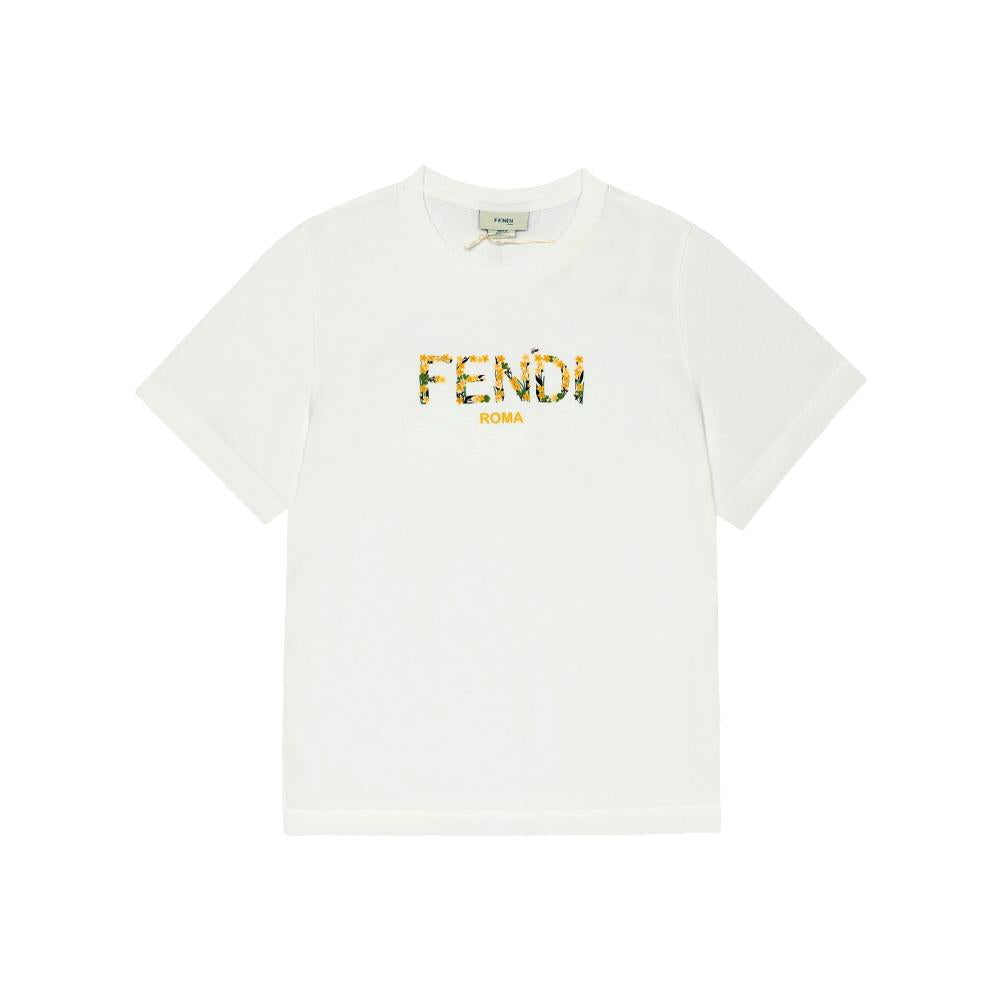 FENDI Kids Short Sleeve T-Shirt White Cotton