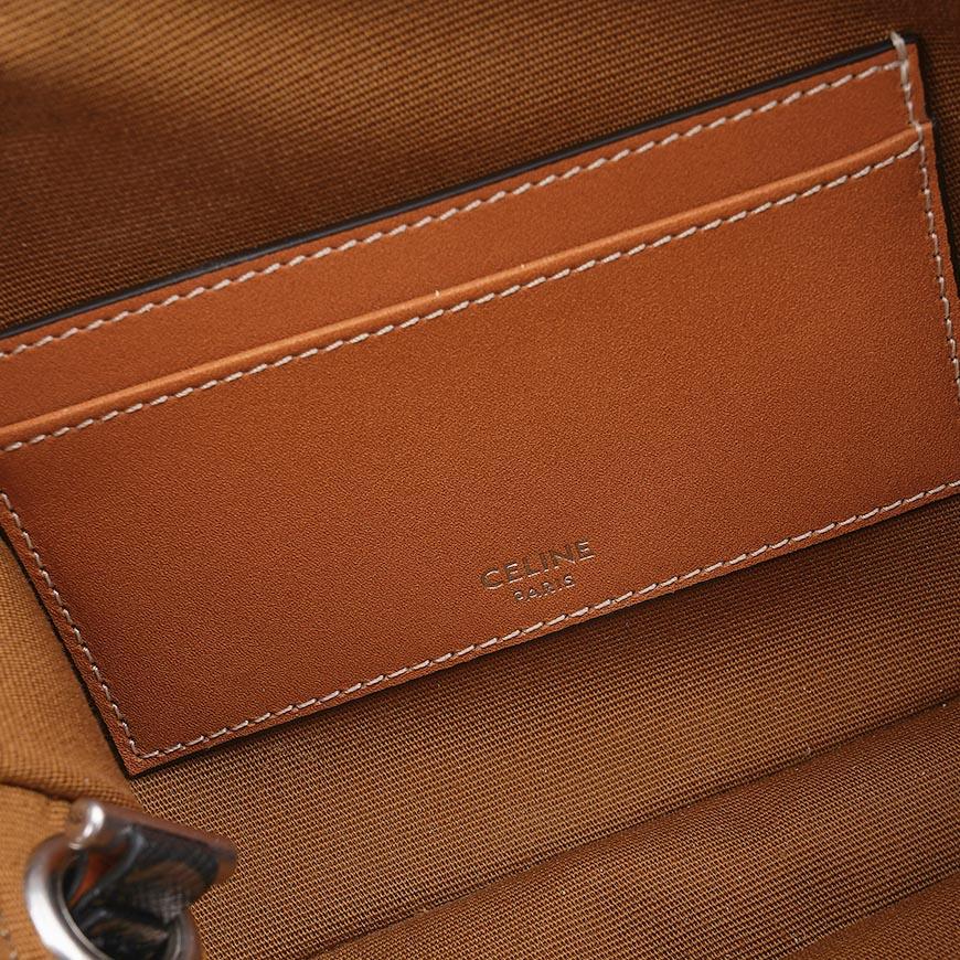 CELINE Triomphe Strap Leather Clutch Bag for Men, Light Gray