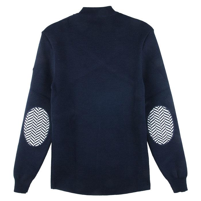 Saint James Men's Chevron Wool Navy Crewneck Sweater 0590