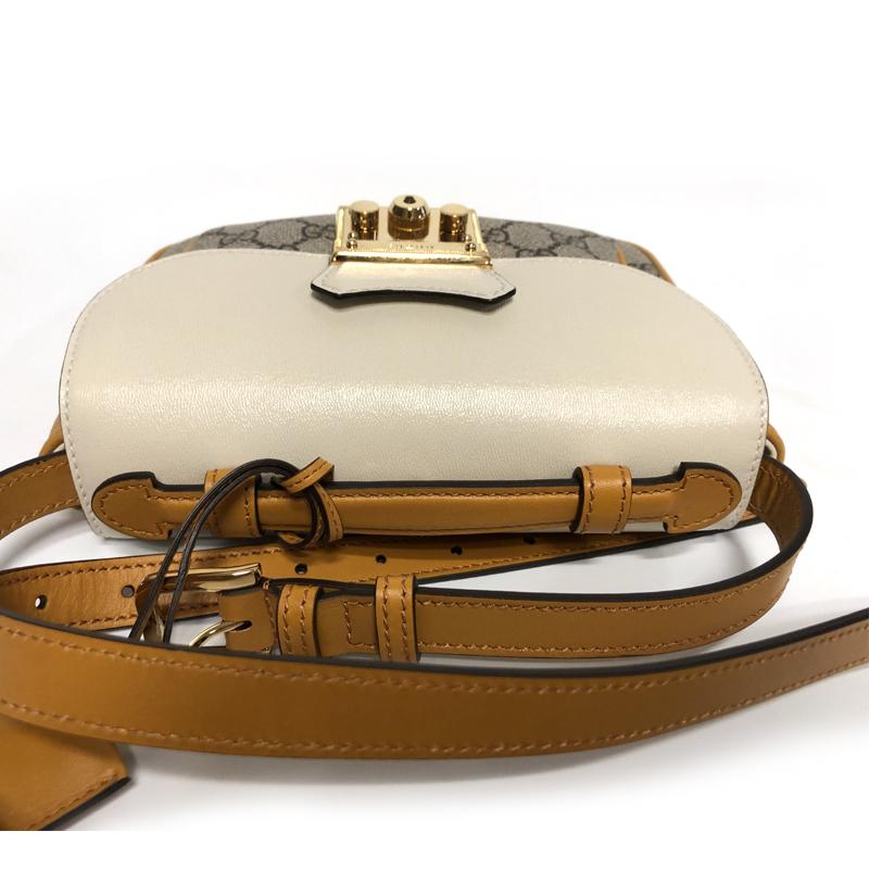 GUCCI Padlock Mini Shoulder Bag Beige GG Supreme Leather Trim