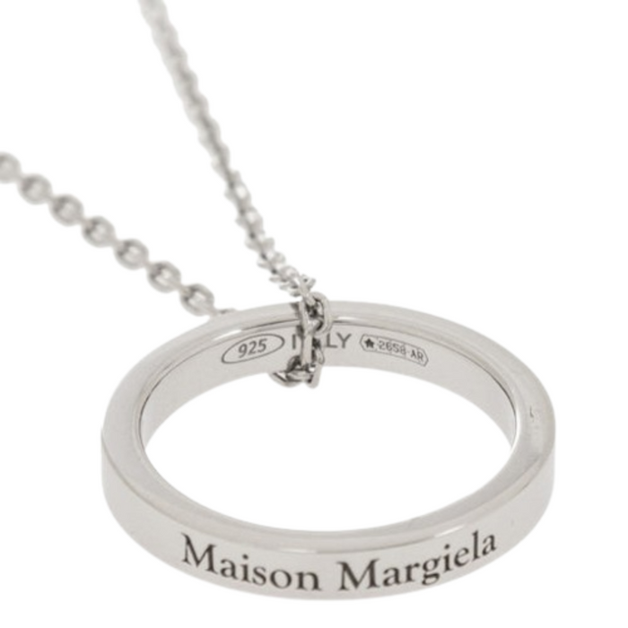 Maison Margiela Silver Logo Ring Pendant Necklace