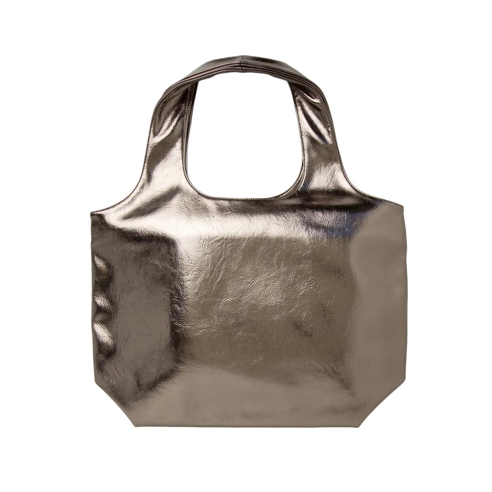A.P.C. Ninon Logo Print Tote Bag Metal Gray PU Leather M61565 RAP