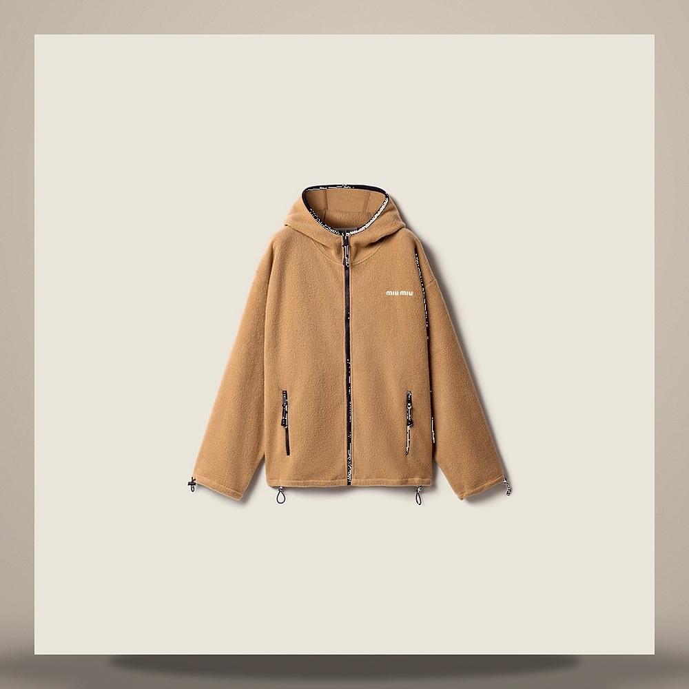Miu Miu Cotton Fleece Zip-Up Hoodie