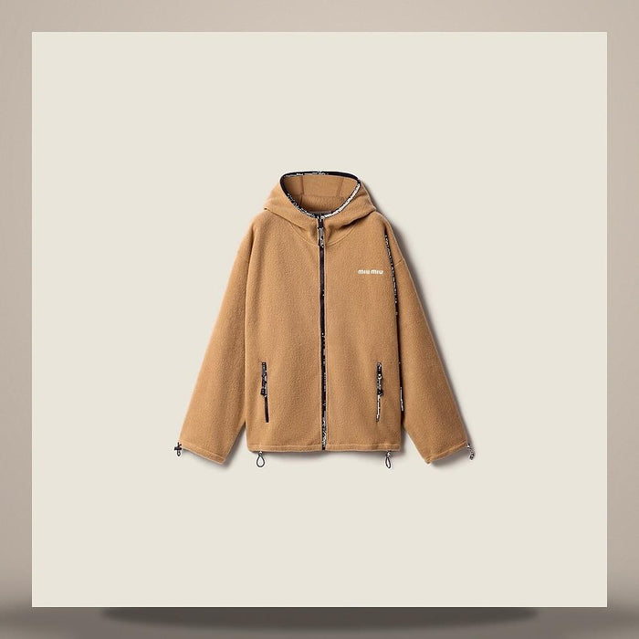 Miu Miu Cotton Fleece Zip-Up Hoodie