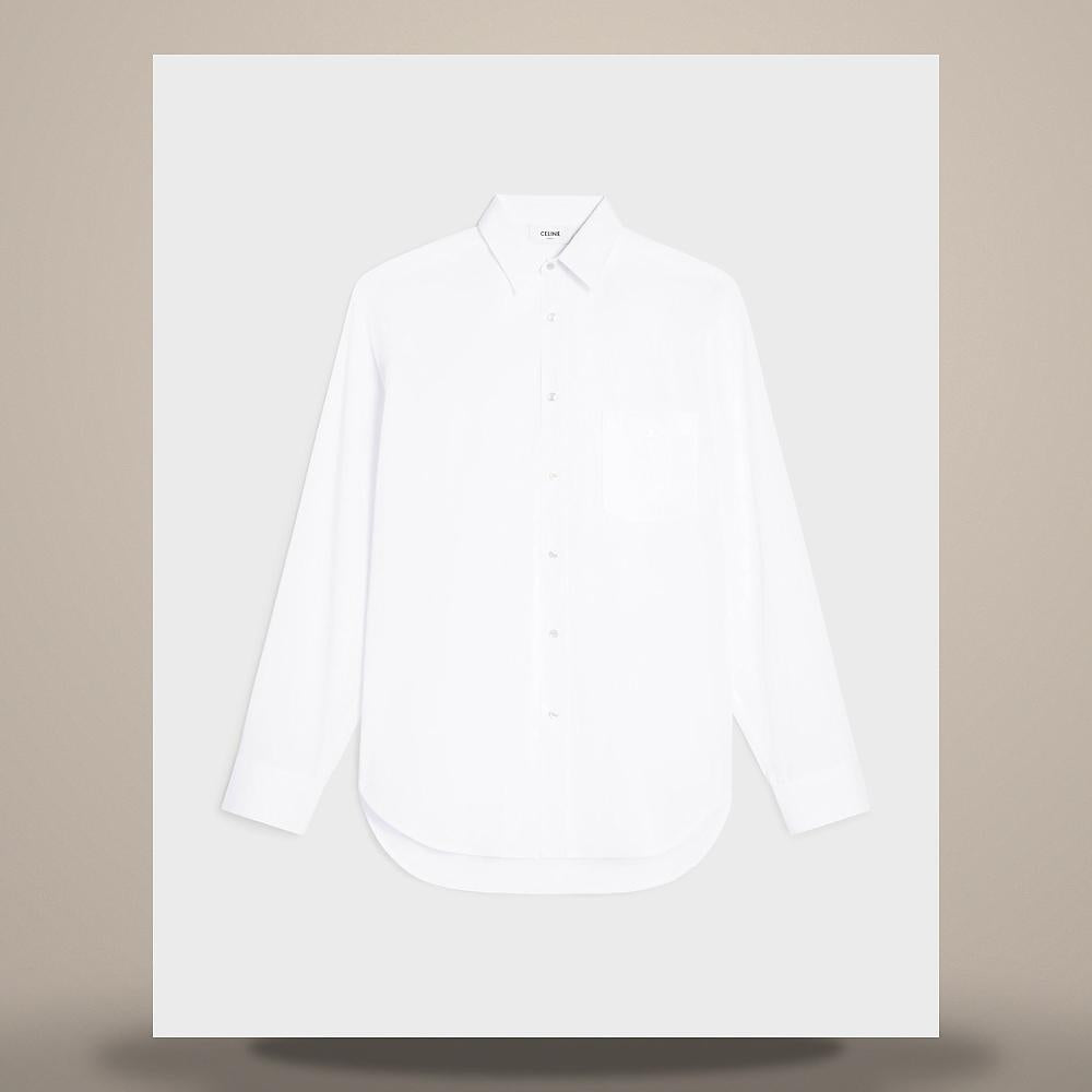 CELINE Cotton Poplin Large Shirt White Long Sleeve Shirt RC0LX0T01 01BC